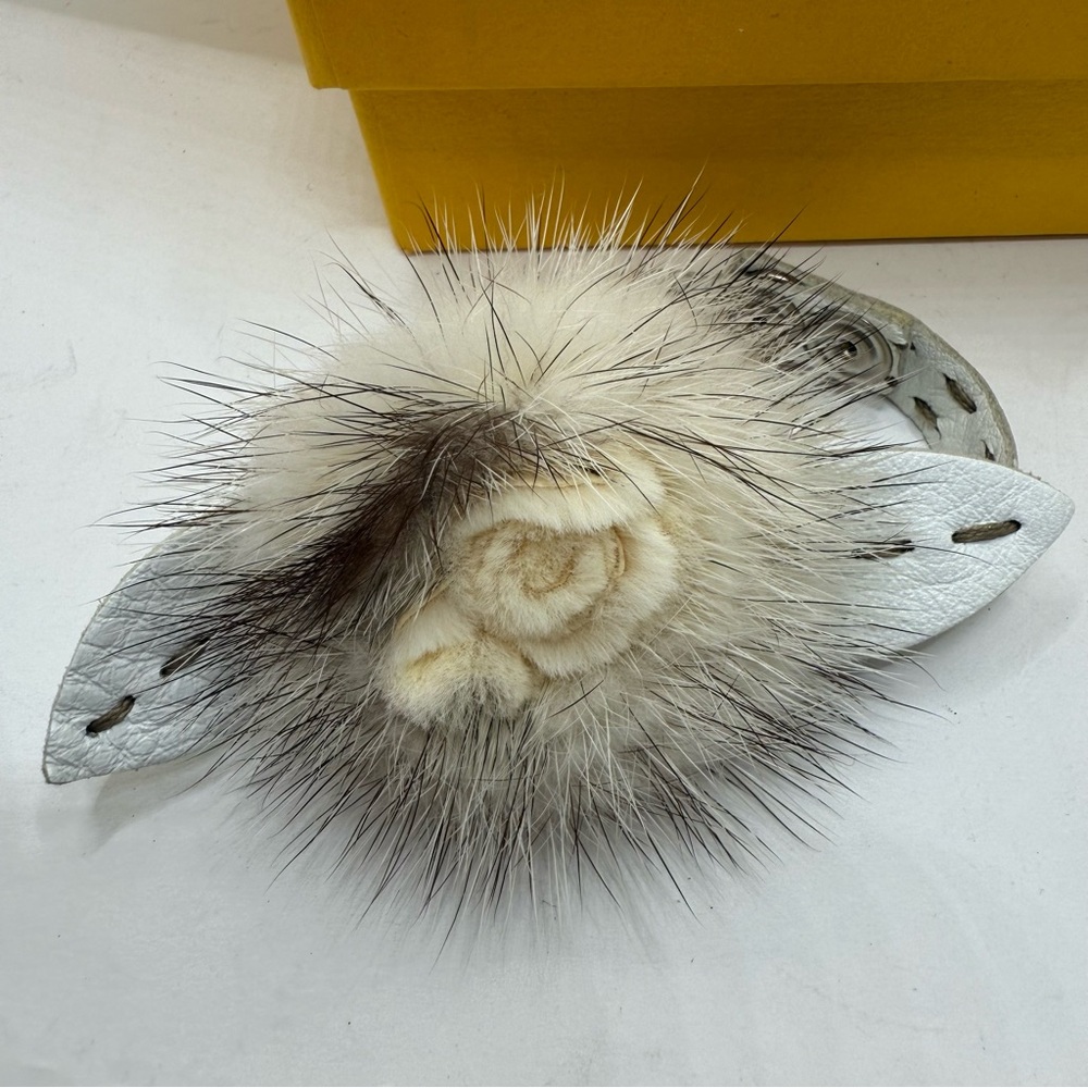 Fendi Selleria Mink Fur Flower Leather Bracelet - Picture 2 of 5